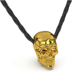 SERASAR Lederen Halsband Man [Skull] - Goud 60cm - Huwelijksgeschenken voor Mannen