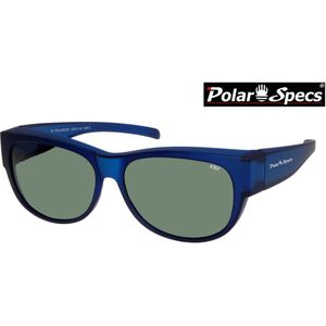 Polar Specs® Overzet Zonnebril PS5097 – Mat Navy Blue Satin  – Polarized Green – Medium – Unisex
