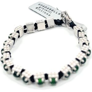 Spadarella Gioielli - SPBR525 - Armband - 925 Zilver - 6 mm - Groene Agaat - 17 Cm - Made in Italy - Dames - Heren - Unisex