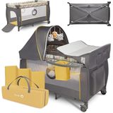 Sven Plus 2in1 Kinder Reisbed met commode - Babybox 125x65x75cm - Schommelfunctie - Klamboe - Veiligheidsslot - LockGuard - Praktische organizer - Hoogteverstelling - voor kinderen van 0 tot 15kg - Co Sleeper