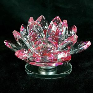 Kristal lotus bloem op draaischijf luxe top kwaliteit roze kleuren 15x8x15cm handgemaakt Echt ambacht.