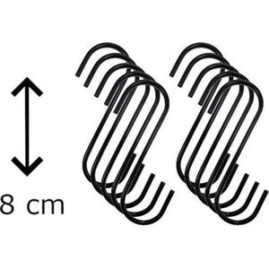 Set van 8 stuks zwarte S haken 8 cm