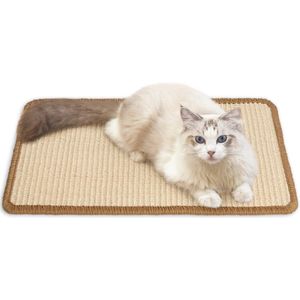 Kattenkrabmat, 50 x 30 cm (19,6 x 11,8 inch) Natuurlijke Sisal-Krabmatten voor Katten - Horizontale krabmat voor Katten - Beschermt Tapijten en Banken - Beige