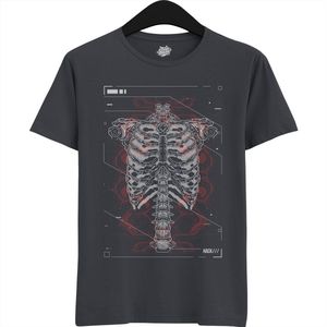 Megenical Bones - Halloween Ribbenkast Dames / Heren Unisex T-shirt - Grappig Kostuum Shirt Idee Voor Volwassenen - T-Shirt - Unisex - Mouse Grijs - Maat 3XL