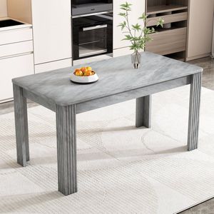 Sweiko Eettafel, Hedendaagse eettafel, Robuuste eettafel, Vier poten tafel, Massief houten tafel, Eiken tafel, Rechthoekige eettafel, Koffie Leisure tafel, Moderne eenvoudige eettafel, Beton uiterlijk