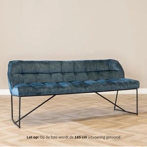 Bronx71® Velvet eetkamerbank Janna blauw 155 cm - eettafelbank - eetbank