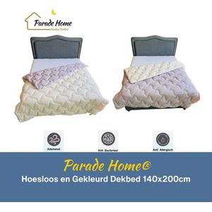 Parade Home® Gemakdekbed- 2 in 1 Dekbed zonder overtrek-140x200 cm- Hoesloos en Gekleurd Dekbed- Tweepersoons Dekbed in kleur-Bedrukt dekbed- Lila en Beige-Ademend-Wasbaar