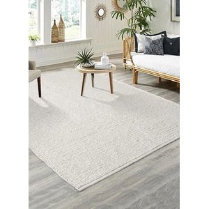 Karpet24 Copenhagen glad geweven handgemaakt wollen vloerkleed Cream-120 x 170 cm