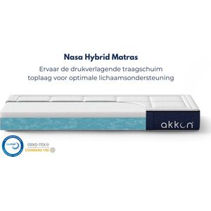 Akkon® NASA Hybrid Matras 150x200 - 25 cm dik | Traagschuim en Koudschuim - 90 dagen proefslapen