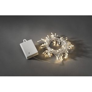 Konstsmide 3728 - Snoerverlichting - 80 lamps micro LED - 790 cm - 6u en 9u timer - transp kabel - op batterij - voor buiten - warmwit