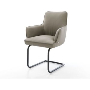 Sledestoel Heira-Flex met armleuning sledemodel rond zwart echt leer mud pocketveer kern