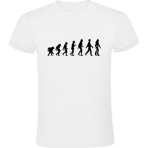 Aap mens robot evolutie Heren T-shirt | toekomst | programmeur | robots | techniek | techno | ontwikkeling | Wit