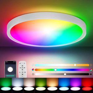 Badkamer Plafondlamp - Plafondlamp Led 30W RGB dimbaar bluetooth met afstandsbediening en app voor verlichting woonkamer slaapkamer keuken hal balkon eetkamer.