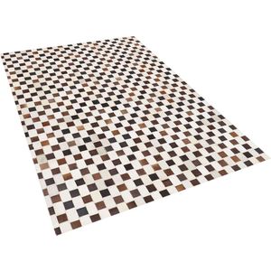 KAYABEY - Patchwork vloerkleed - Bruin - 160 x 230 cm - Koeienhuid