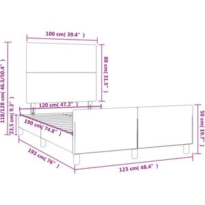 vidaXL - Bedframe - met - hoofdbord - fluweel - donkerblauw - 120x190 - cm