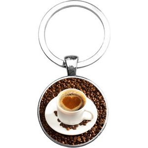 Sleutelhanger Glas - Koffie Hart
