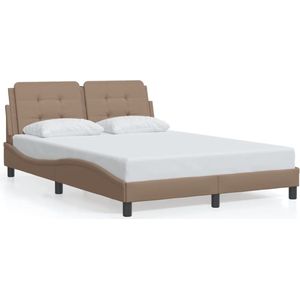 vidaXL - Bedframe - met - hoofdbord - kunstleer - cappuccinokleurig - 140x200 - cm