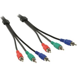 Powteq - 10 meter premium composiet RGB video - 3 x tulp (RGB) - Component video kabel