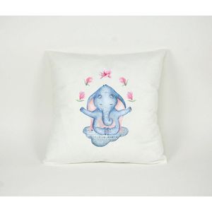 Kussen Yoga Olifant Namaste - Sierkussen - Decoratie - Kinderkamer - 45x45cm - Inclusief Vulling - PillowCity