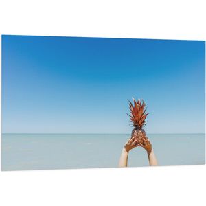 WallClassics - Vlag - Ananas boven de Zee - 120x80 cm Foto op Polyester Vlag