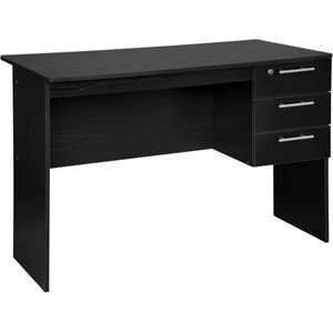 Wildor® Bureau - Zwart - Kantoor - Spaanplaat - Met 3 Laden - Met slot - Schrijftafels - Slaapkamer