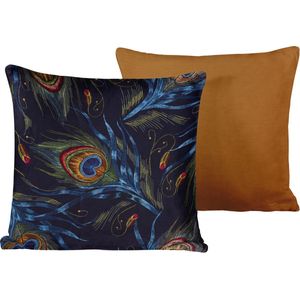 De Witte Lietaer Sierkussensloop Set Peafowl Thai Curry - 40 x 40 cm - Satijn Katoen