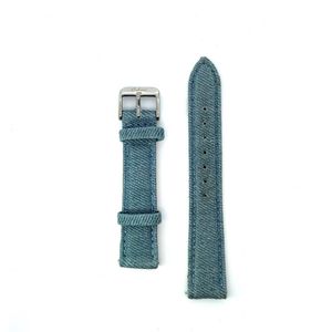 Colori 5-DS005 Horlogeband Denim 18mm - 20cm totaal lengte - Jeans - Binnenzijde Leer - Blauw