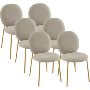 PASCAL MORABITO Set van 6 stoelen met stoffen bekleding en goudkleurig metaal – Beige – ASTRENA L 50 cm x H 88 cm x D 58.5 cm