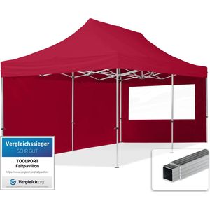 3x6 m Easy Up partytent Vouwpaviljoen, ECONOMY alu 32mm met zijwanden (panorama), rood