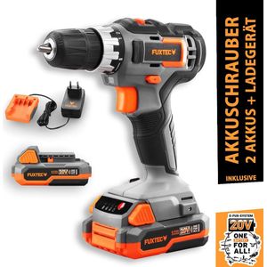 FUXTEC schroefboormachine accu 20V - accuboormachine - accu schroevendraaier - set incl. 2 batterijen en oplader - FX-E1BS20
