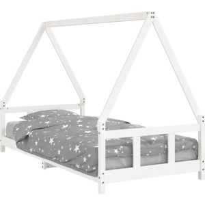 vidaXL - Kinderbedframe - 90x200 - cm - massief - grenenhout - wit