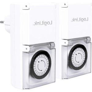 Set van 2 IP44 outdoor witte mechanische tijdschakelaars - groot formaat met ET0006A