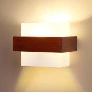 Moderne E27 wandlamp van hout en glas voor binnen - minimalistisch design voor slaapkamer, woonkamer, eetkamer, hal en trap