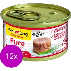 GimDog Little Darling Pure Delight Tonijn - Rund - 12 x 85 gr - Voordeelverpakking