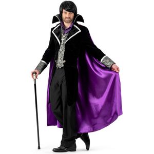 Funny Fashion - Vampier & Dracula Kostuum - Gotische Valentijn Van Pier - Man - Rood, Paars, Zwart - Maat 56-58 - Carnavalskleding - Verkleedkleding