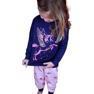 Frogs and dogs - meisjes - kleuter-kinder - pyjama - Unicorn - blauw/roze - maat 98