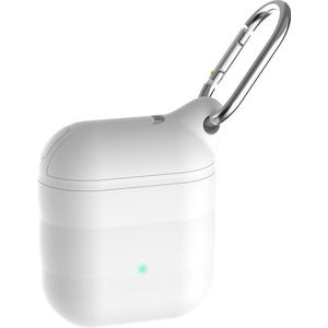 YONO Siliconen Hoesje geschikt voor Apple Airpods - Soft Case met Clip - Waterdicht - Wit