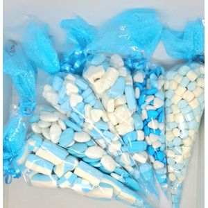 geboorte-babyshower-snoeppakket-blauw-spekken-chocolade-vruchtenhartjes-minispekken-babyschuim-jongen-kraamfeest