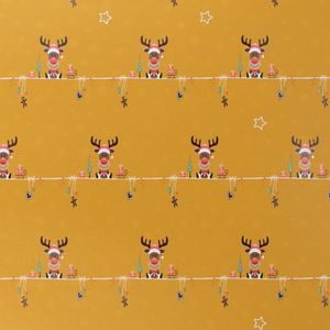Cadeaupapier rollen - Inpakpapier - Inpakken - Kerst - Geel met Rudolph & Geel met Sneeuw (Dubbelzijdig, 175 meter lang & 50 centimeter breed)