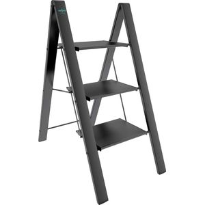 3 treden- max. belastbaarheid 150 kg- zwart. Trapladder