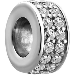 Lucardi Dames Zilveren bedel met zirkonia steentjes - Hanger - 925 Zilver - Zilverkleurig