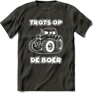 T-Shirt Knaller T-Shirt|Trots op de boer / Boerenprotest / Steun de boer|Heren / Dames Kleding shirt Trekker / Tractor|Kleur Grijs|Maat L
