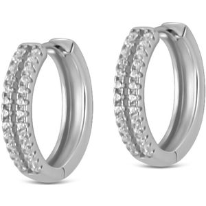 Silventi 9SIL-23065 Zilveren Oorringen met Zirkonia - 20x4,2mm - Rhodium - Zilver