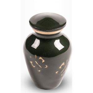 Crematie urn | Mini urn donkergroen met gouden vlinders | Keepsake urn | 0.08 liter