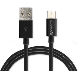 4smarts Universele USB-A naar USB-C Kabel 2 Meter Zwart