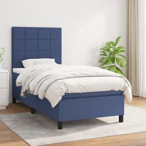 vidaXL Boxspring - Stof - Blauw - 80x200 cm Boxspringbed - Slaapkamerinrichting - Tweepersoonsbed - Pocketveermatras - Blauwe Bedden