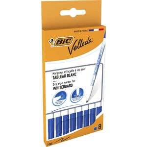 BIC Velleda 1721 Whiteboardmarkers - pak van 8 markers- Schrijfkleur blauw