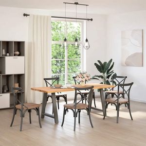 vidaXL Eettafel - Eettafels - Eetkamertafel - Keukentafel - Eettafel rechthoekig 200x80x74 cm massief eikenhout lichtbruin