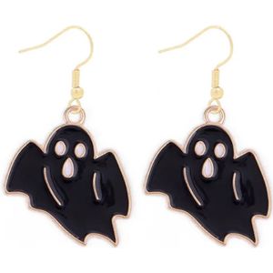 Plux Fashion Spookje Oorbellen - Zwart - 4cm - Metaal - Heren - Dames - Sieraden - Zwarte Oorbellen - Oorhangers - HipHop oorbellen - Sieraden Cadeau - Luxe Style - Duurzame Kwaliteit - Halloween - Oktoberfeest - Kerst