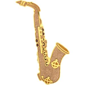 Behave Broche muziek instrument saxofoon bruin emaille